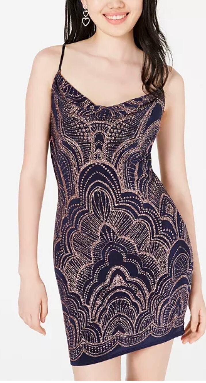 Jump Apparel Navy Slate Glitter Bodycon Dress S NWT